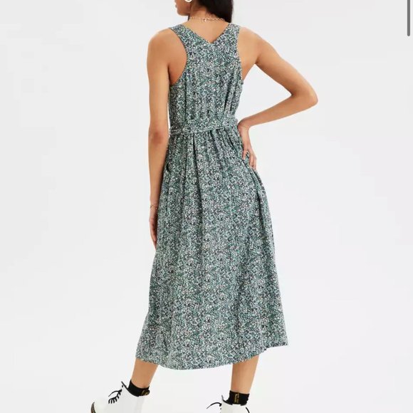 AMERICAN EAGLE Blue Floral Button Down Maxi Sleeveless Dress (L) - Picture 2 of 15